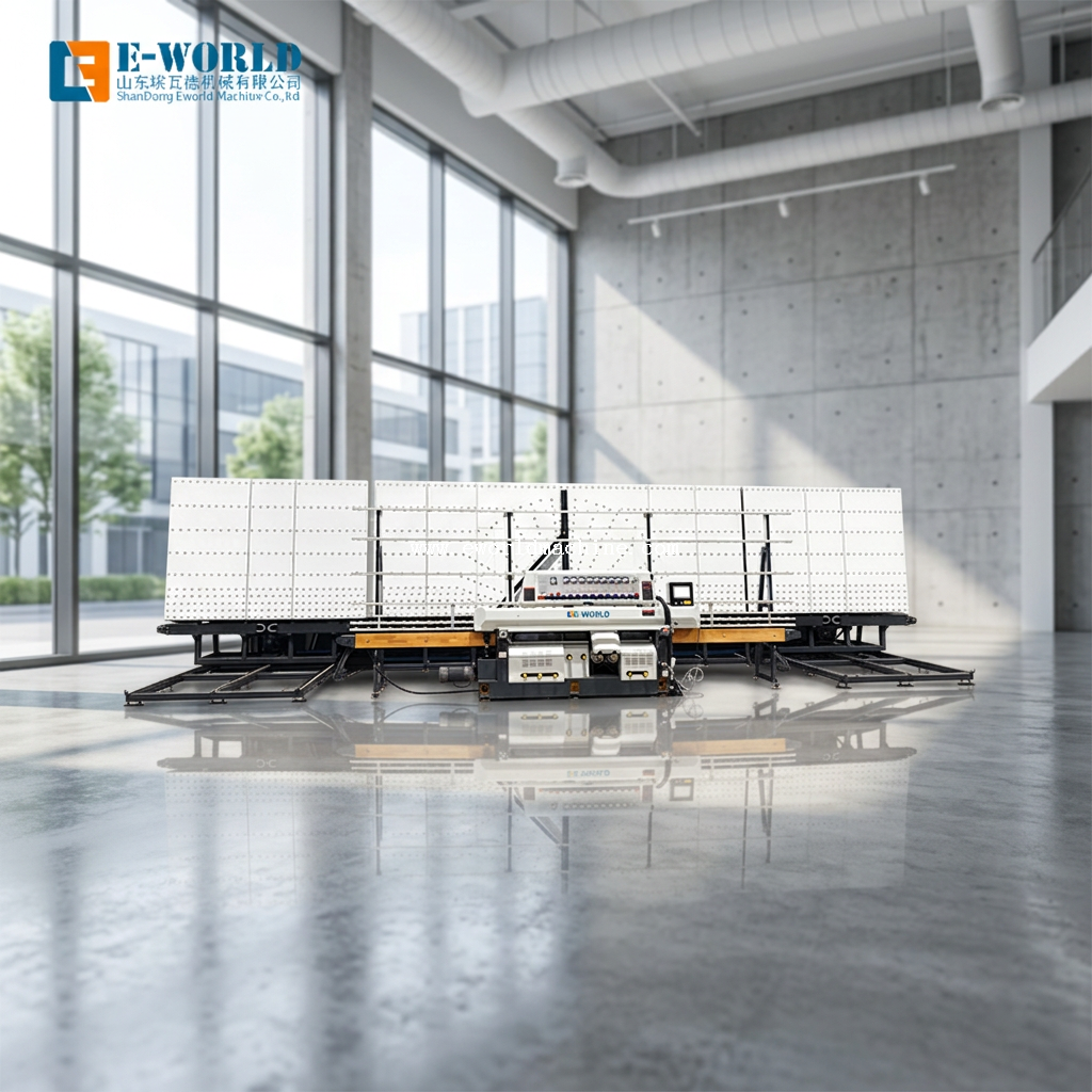 Automatic Glass edging machine with four side turnable convey table